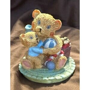 Vintage 1993 Avery Creations Teddie Bear Mom And Cub Figurine Resin NO FLAWS